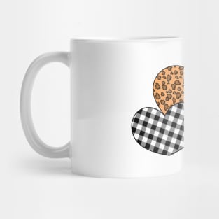 Three Hearts Leopard Buffalo Plaid Valentine's day Gift Mug